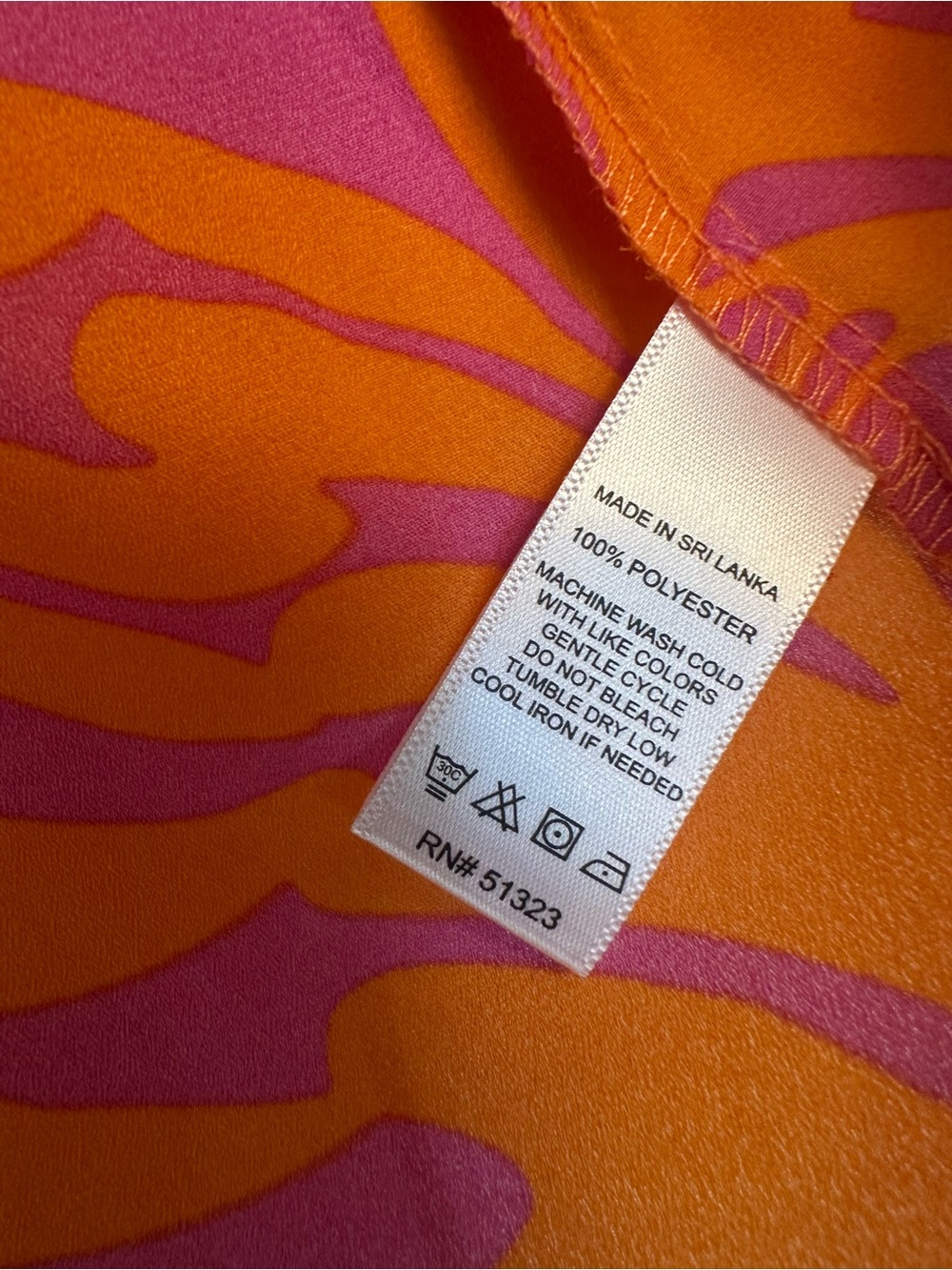 1. State Pink & Orange Ruffle Sleeve Tie-Neck Shell Top - Picture 3 of 6